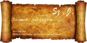 Szamek Julietta névjegykártya
